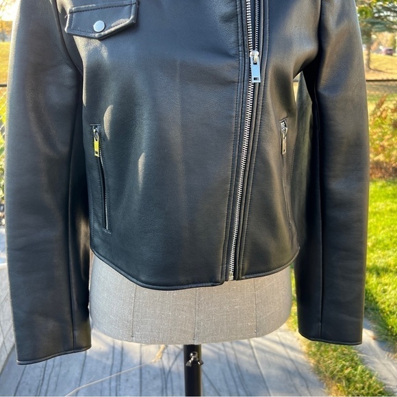 Zara Faux Leather Biker Jacket NWT Size Medium - Picture 5 of 10